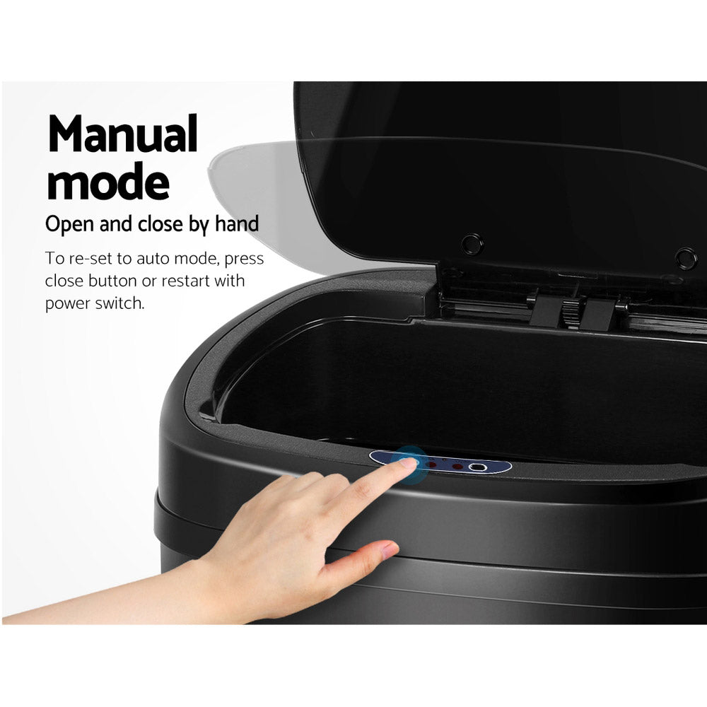 Devanti 68L Motion Sensor Bin Rubbish Automatic Black-Home &amp; Garden &gt; Kitchen Bins-PEROZ Accessories