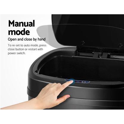 Devanti 68L Motion Sensor Bin Rubbish Automatic Black-Home &amp; Garden &gt; Kitchen Bins-PEROZ Accessories