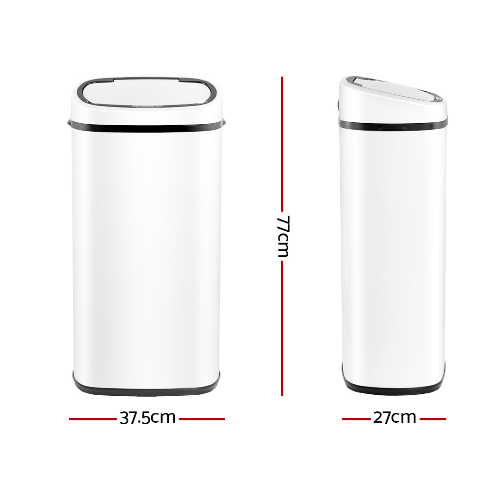 Devanti 68L Motion Sensor Bin Rubbish Automatic White-Home &amp; Garden &gt; Kitchen Bins-PEROZ Accessories