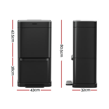 Devanti 70L Motion Sensor Bin Pedal Bins Automatic Black-Appliances &gt; Appliances Others-PEROZ Accessories