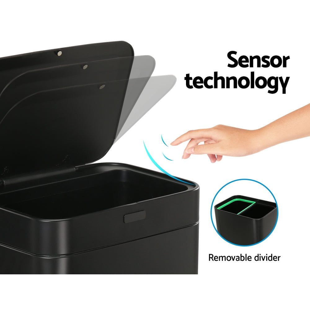 Devanti 70L Motion Sensor Bin Pedal Bins Automatic Black-Appliances &gt; Appliances Others-PEROZ Accessories