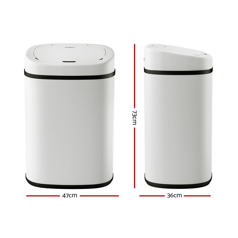Devanti 82L Motion Sensor Bin Rubbish Automatic White-Appliances &gt; Kitchen Appliances-PEROZ Accessories
