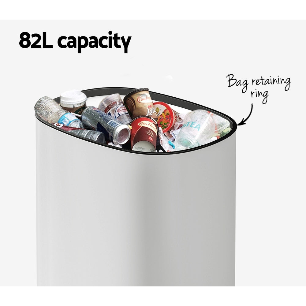 Devanti 82L Motion Sensor Bin Rubbish Automatic White-Appliances &gt; Kitchen Appliances-PEROZ Accessories