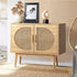 Oikiture Sideboard Cabinet Buffet Rattan Furniture Cupboard Hallway Shelf Wood-Sideboard-PEROZ Accessories