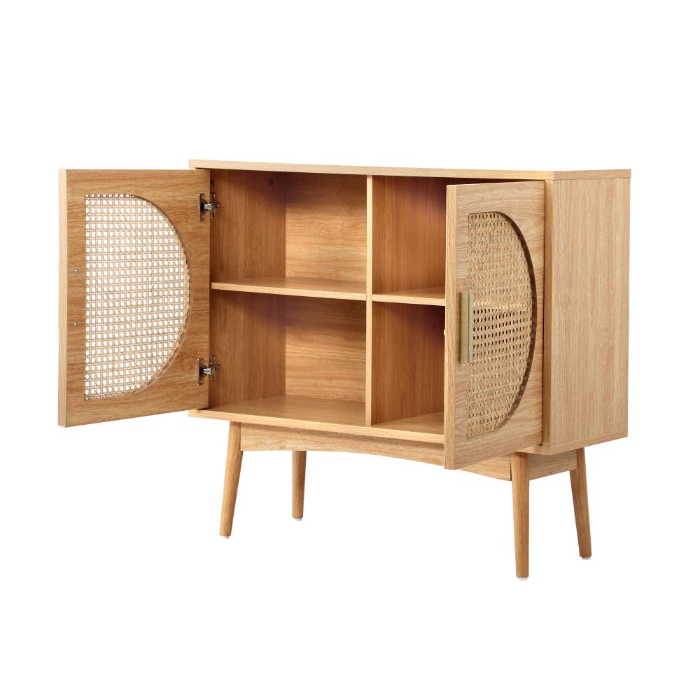 Oikiture Sideboard Cabinet Buffet Rattan Furniture Cupboard Hallway Shelf Wood-Sideboard-PEROZ Accessories