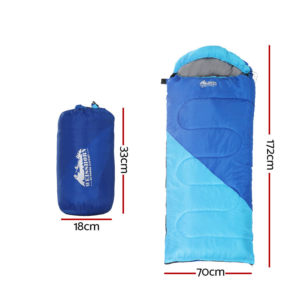 Weisshorn Sleeping Bag Bags Kids 172cm Camping Hiking Thermal Blue-Outdoor &gt; Camping-PEROZ Accessories