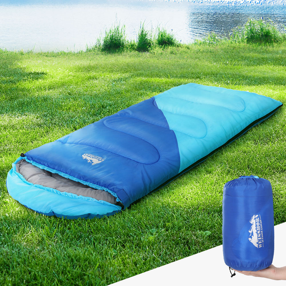 Weisshorn Sleeping Bag Bags Kids 172cm Camping Hiking Thermal Blue-Outdoor &gt; Camping-PEROZ Accessories