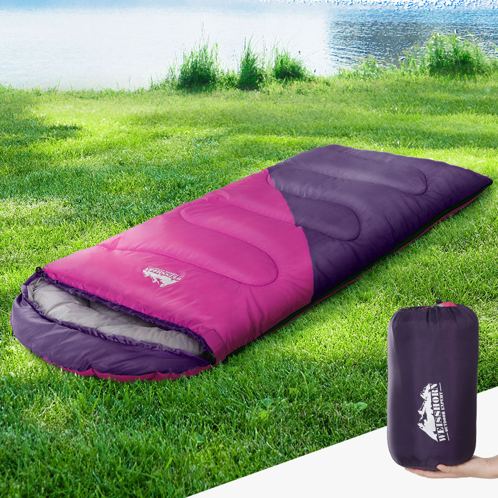Weisshorn Sleeping Bag Bags Kid 172cm Camping Hiking Thermal Pink-Outdoor &gt; Camping-PEROZ Accessories
