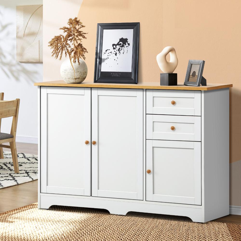 Oikiture Chest of Drawers with 2 Drawers and 2 Cabinet Buffet Sideboard Hallway Storage-Sideboard-PEROZ Accessories