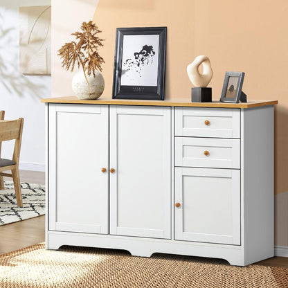 Oikiture Chest of Drawers with 2 Drawers and 2 Cabinet Buffet Sideboard Hallway Storage-Sideboard-PEROZ Accessories