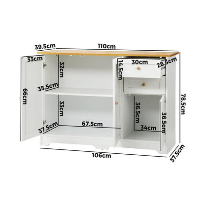 Oikiture Chest of Drawers with 2 Drawers and 2 Cabinet Buffet Sideboard Hallway Storage-Sideboard-PEROZ Accessories