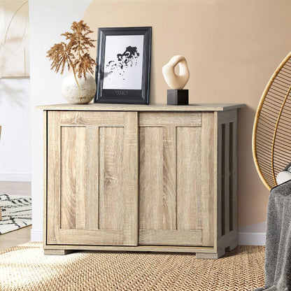 Oikiture Sideboard Buffet Cabinet with Sliding Doors, 86 x 27 x 63cm Hallway Table-Sideboard-PEROZ Accessories
