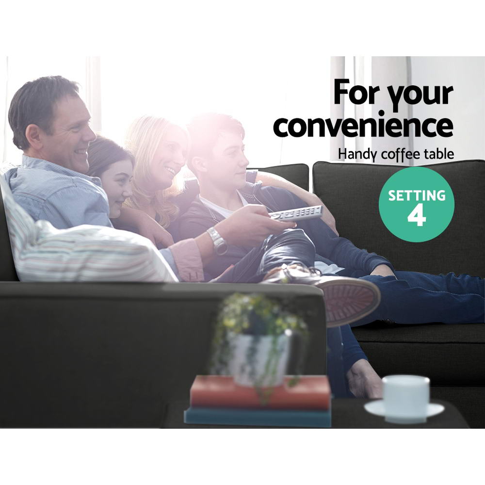 Artiss Sofa Lounge Set 4 Seater Modular Chaise Chair Couch Fabric Dark Grey-Furniture &gt; Sofas - Peroz Australia - Image - 7