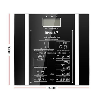 Everfit Bathroom Scales Digital Body Fat Scale 180KG Electronic Monitor Tracker-Home &amp; Garden &gt; Scales-PEROZ Accessories