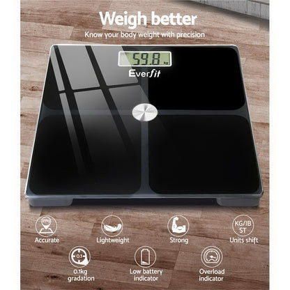 Everfit Bathroom Scales Digital Weighing Scale 180KG Electronic Monitor Tracker-Home &amp; Garden &gt; Scales-PEROZ Accessories