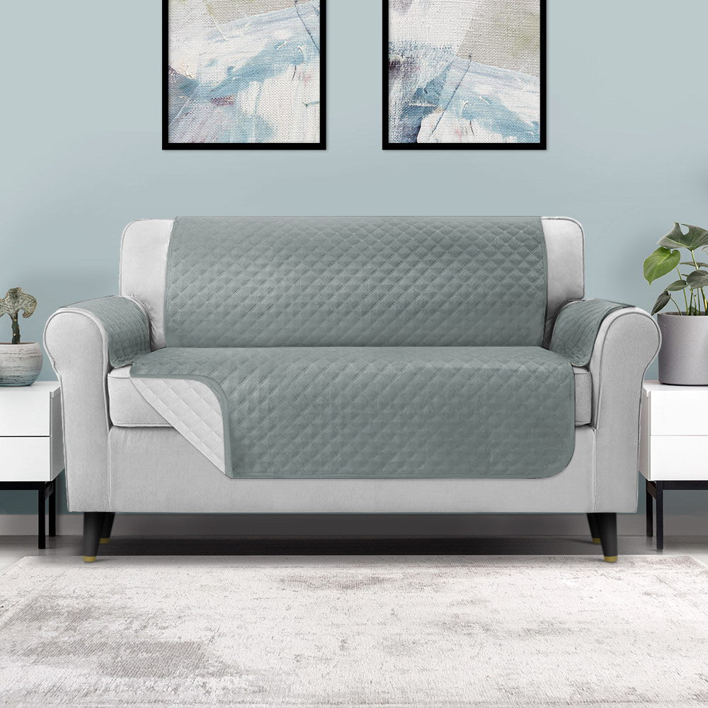 Artiss Sofa Cover Quilted Couch Covers 100% Water Resistant 3 Seater Grey-Furniture &gt; Sofas - Peroz Australia - Image - 1