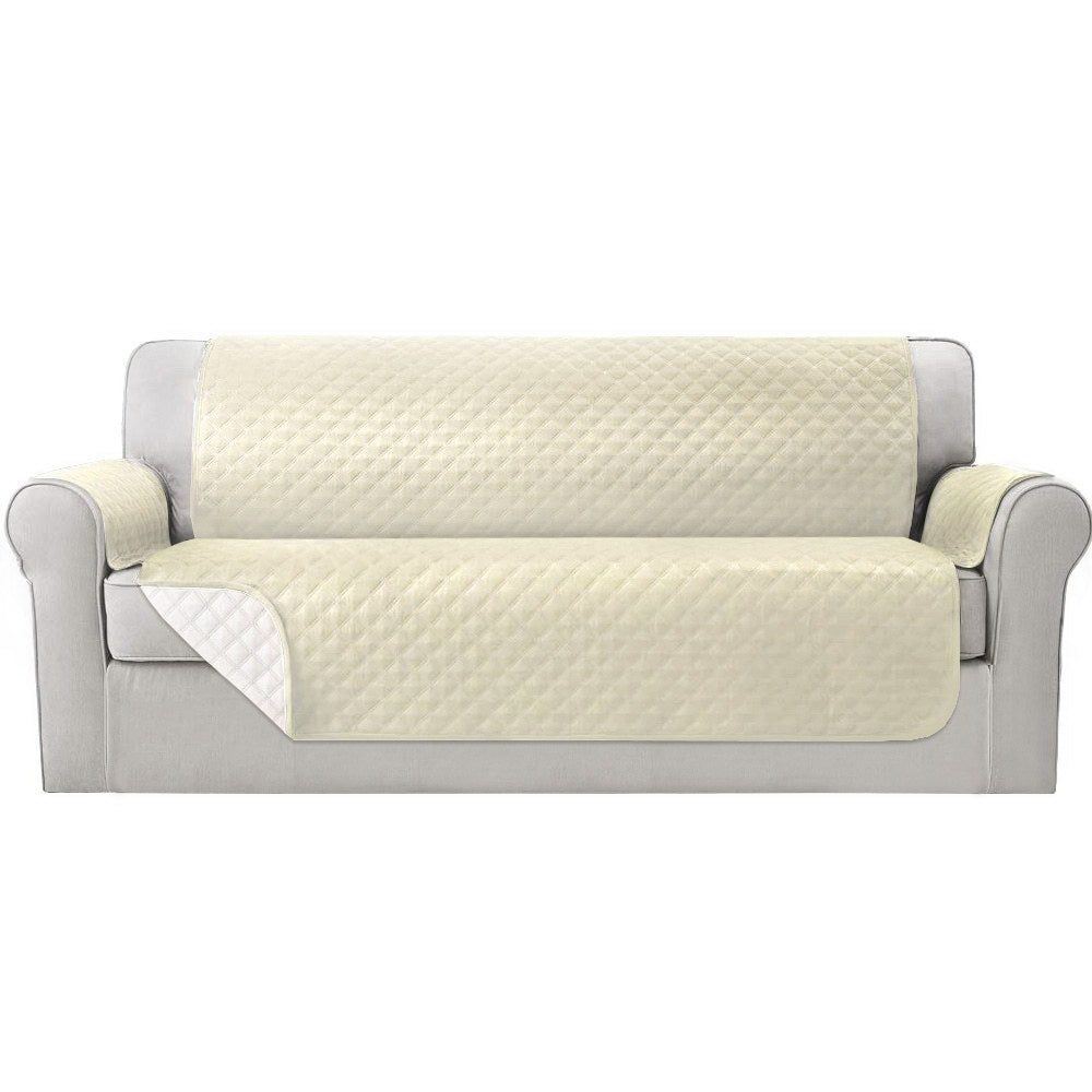 Artiss Sofa Cover Quilted Couch Covers 100% Water Resistant 4 Seater Beige-Furniture &gt; Sofas - Peroz Australia - Image - 2