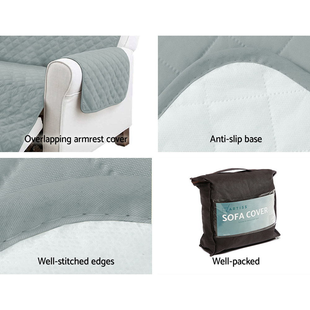 Artiss Sofa Cover Quilted Couch Covers 100% Water Resistant 4 Seater Grey-Furniture &gt; Sofas - Peroz Australia - Image - 6