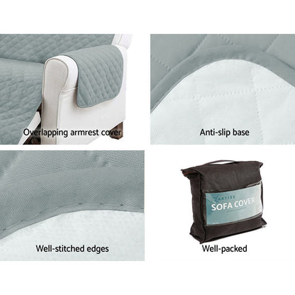 Artiss Sofa Cover Quilted Couch Covers 100% Water Resistant 4 Seater Grey-Furniture &gt; Sofas - Peroz Australia - Image - 6