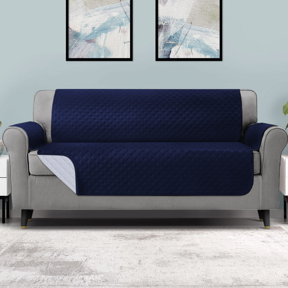 Artiss Sofa Cover Quilted Couch Covers 100% Water Resistant 4 Seater Navy-Furniture > Sofas - Peroz Australia - Image - 1