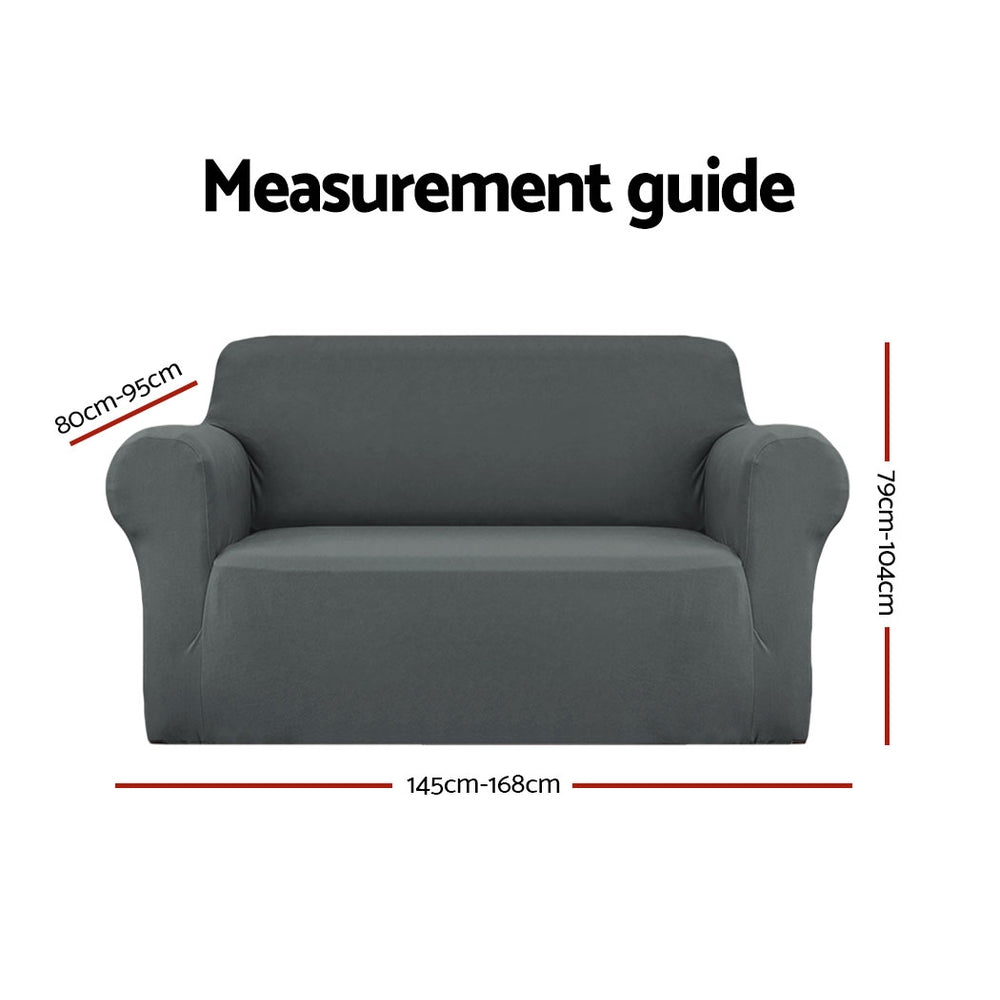 Artiss Sofa Cover Elastic Stretchable Couch Covers Grey 2 Seater-Furniture &gt; Sofas - Peroz Australia - Image - 2