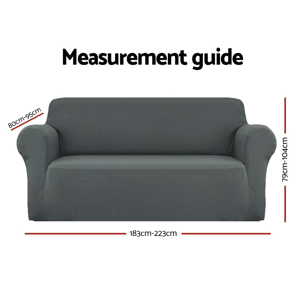 Artiss Sofa Cover Elastic Stretchable Couch Covers Grey 3 Seater-Furniture &gt; Sofas - Peroz Australia - Image - 2