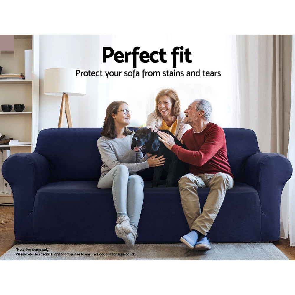 Artiss Sofa Cover Elastic Stretchable Couch Covers Navy 3 Seater-Furniture &gt; Sofas - Peroz Australia - Image - 3