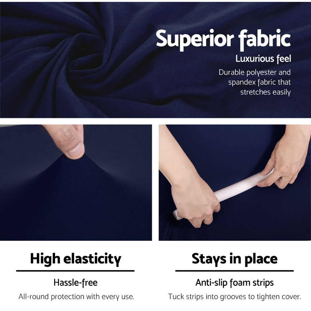 Artiss Sofa Cover Elastic Stretchable Couch Covers Navy 3 Seater-Furniture &gt; Sofas - Peroz Australia - Image - 4
