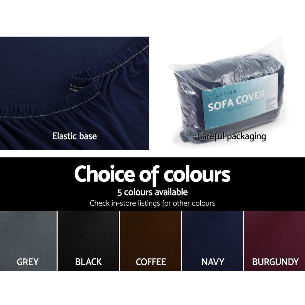 Artiss Sofa Cover Elastic Stretchable Couch Covers Navy 3 Seater-Furniture &gt; Sofas - Peroz Australia - Image - 5