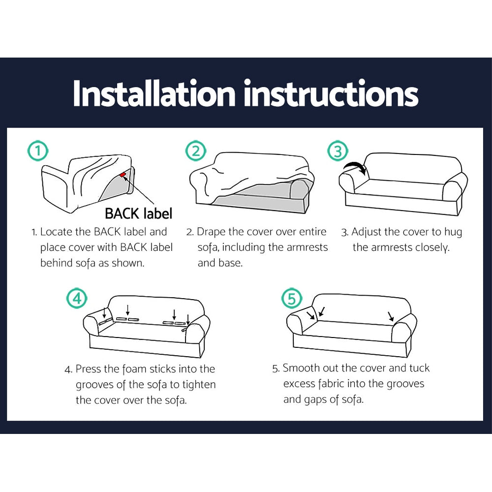 Artiss Sofa Cover Elastic Stretchable Couch Covers Navy 3 Seater-Furniture &gt; Sofas - Peroz Australia - Image - 6