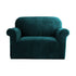 Artiss Velvet Sofa Cover Plush Couch Cover Lounge Slipcover 1 Seater Agate Green-Furniture > Sofas - Peroz Australia - Image - 1