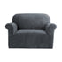 Artiss Velvet Sofa Cover Plush Couch Cover Lounge Slipcover 1 Seater Grey-Furniture > Sofas - Peroz Australia - Image - 1