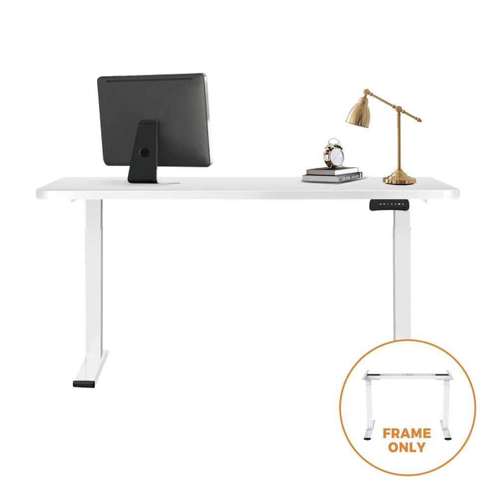 Oikiture Office Standing Desk Frame Sit Stand Table Leg Motorised Dual Motor White(Frame Only)-Standing Desk-PEROZ Accessories