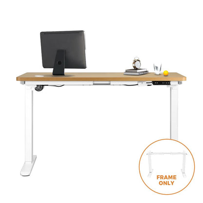 Oikiture Standing Desk Height Adjustbale Sit Stand Desk with Single Motorised Electric Fram for Home Office White Frame Only-Standing Desk-PEROZ Accessories