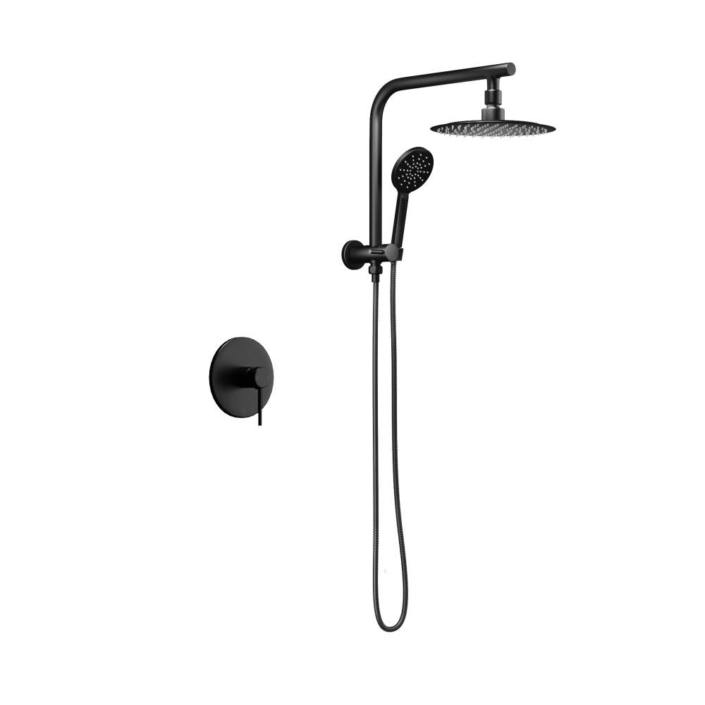 Welba 10&quot; Rain Shower Head Set With Mixer Round 3-Mode Handheld Shower Black |PEROZ Australia