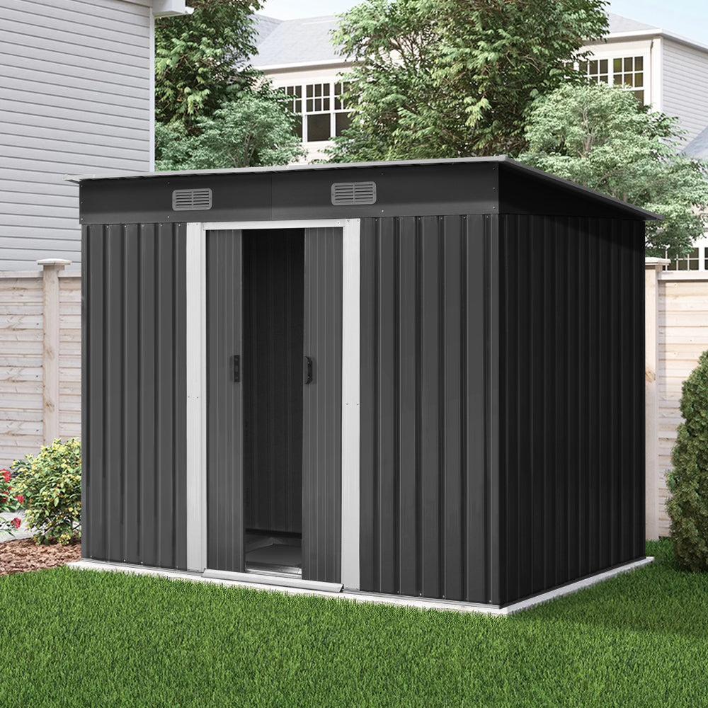 Giantz Garden Shed Outdoor Storage Sheds 2.38x1.31M Tool Metal Base House Grey-Home &amp; Garden &gt; Storage-PEROZ Accessories
