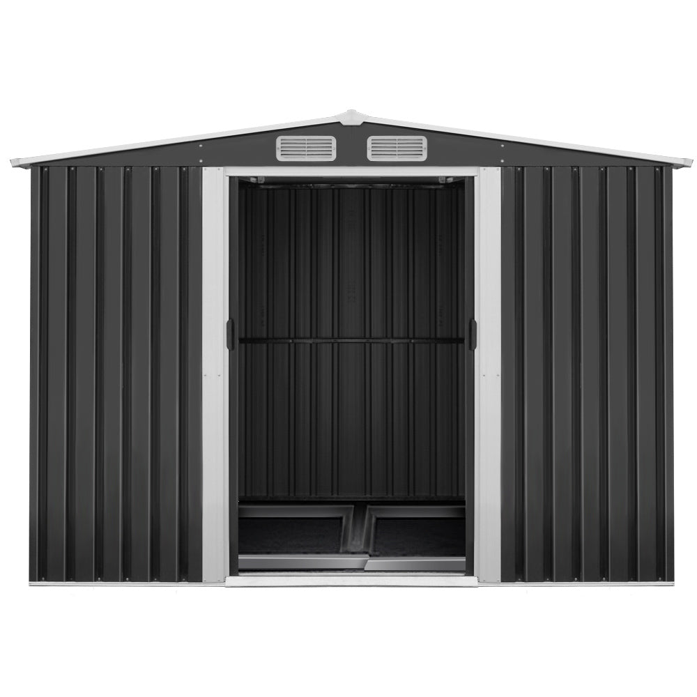 Giantz Garden Shed Outdoor Storage Sheds 2.6x3.9x2M Workshop Metal Base Grey-Home &amp; Garden &gt; Storage-PEROZ Accessories