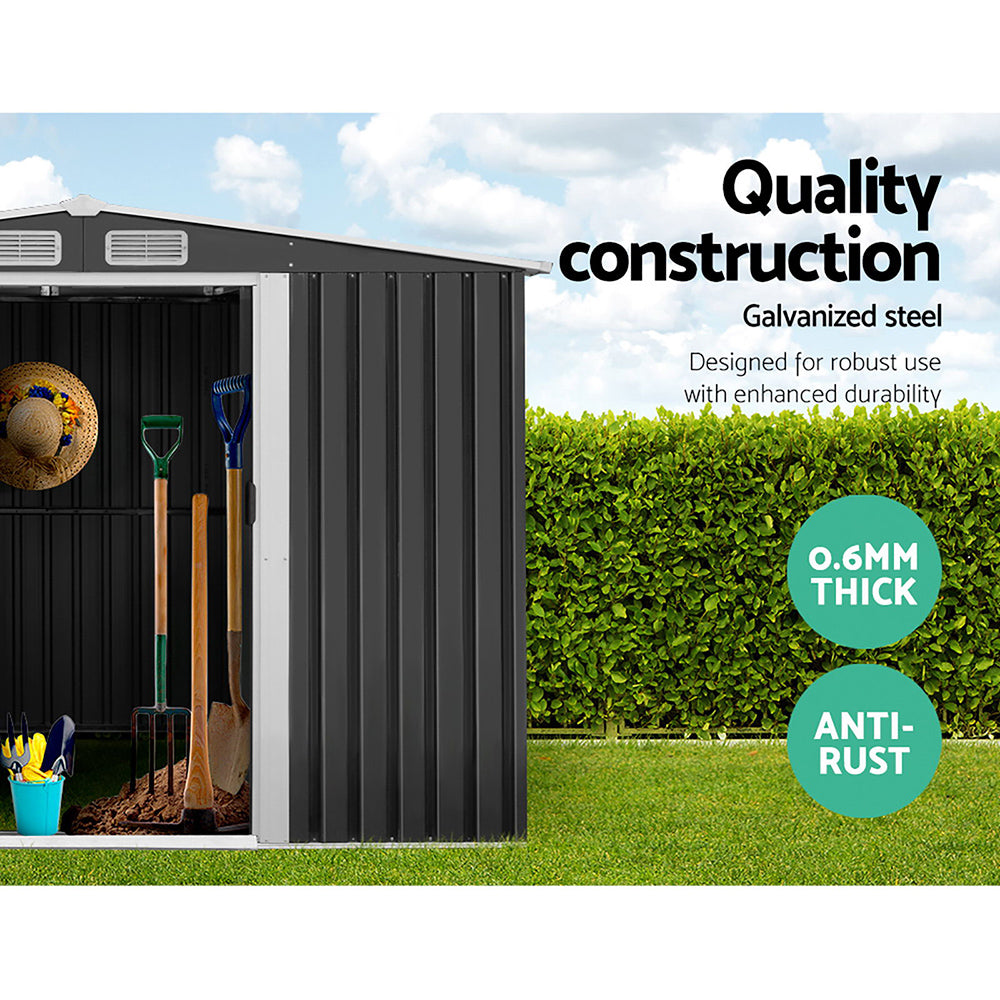 Giantz Garden Shed Outdoor Storage Sheds 2.6x3.9x2M Workshop Metal Base Grey-Home &amp; Garden &gt; Storage-PEROZ Accessories