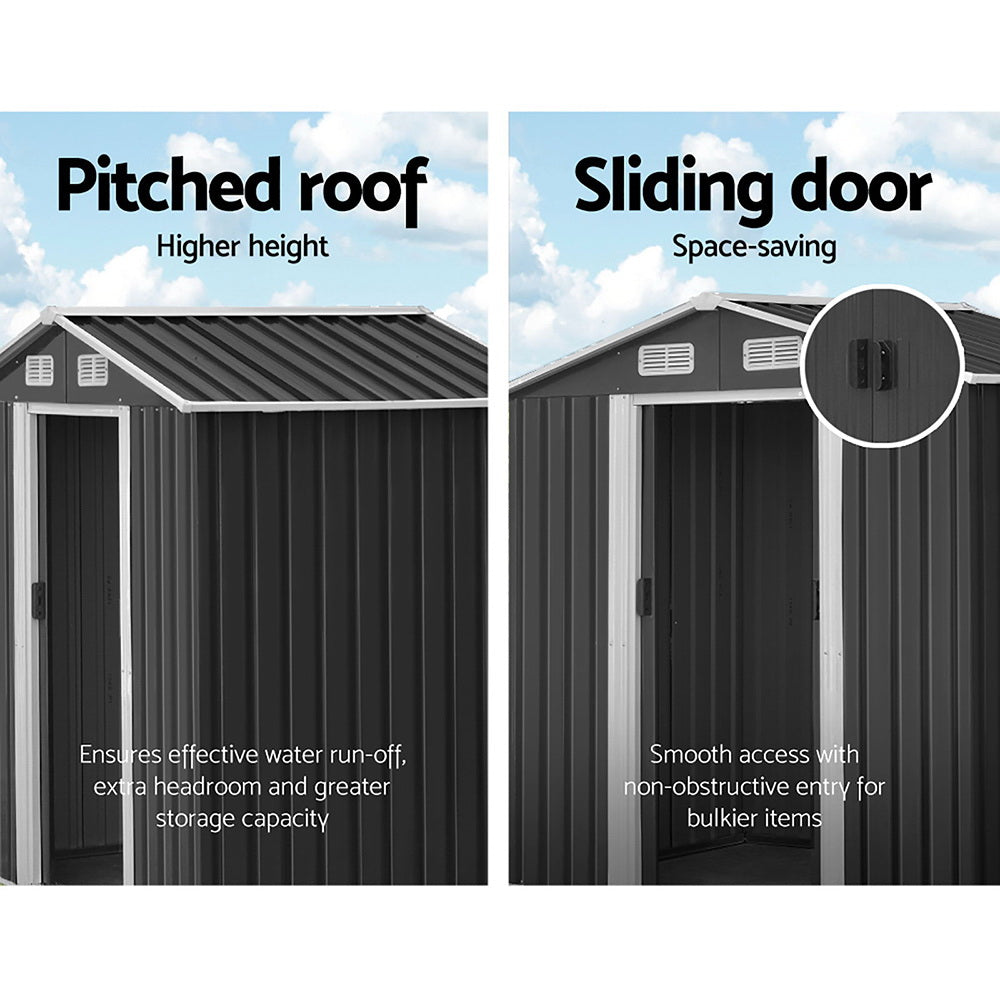 Giantz Garden Shed Outdoor Storage Sheds 2.6x3.9x2M Workshop Metal Base Grey-Home &amp; Garden &gt; Storage-PEROZ Accessories