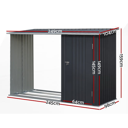 Giantz Garden Shed Sheds Outdoor Tool 2.49x1.04M Storage Workshop House Galvanised Steel-Home &amp; Garden &gt; Storage-PEROZ Accessories