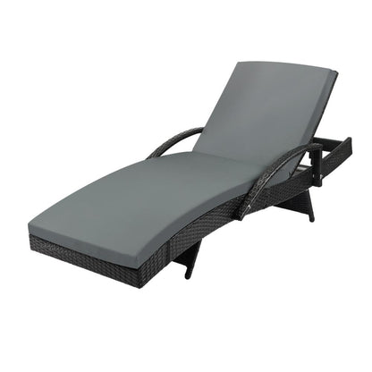 Livsip Outdoor Furniture Sun Lounger Wicker Lounge Patio Sofa Rattan Day Bed-Sun Lounge-PEROZ Accessories