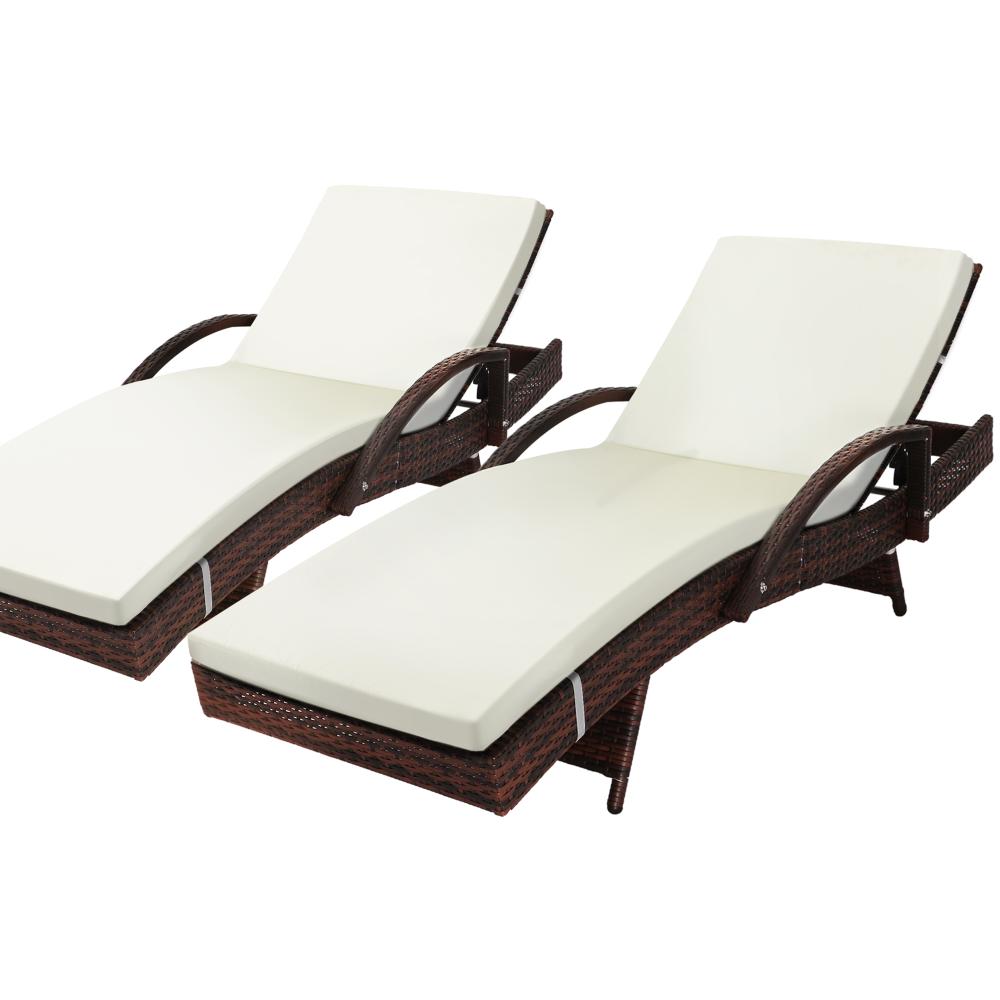 Shop Livsip Outdoor Furniture Sun Lounge Rattan Wicker Lounger Sofa Patio Day Bed 2X  | PEROZ Australia