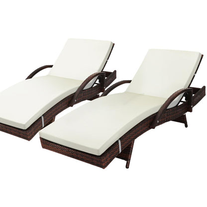 Shop Livsip Outdoor Furniture Sun Lounge Rattan Wicker Lounger Sofa Patio Day Bed 2X  | PEROZ Australia