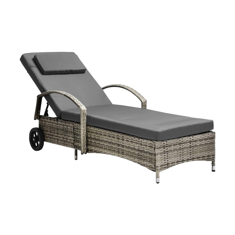 Shop Livsip Wheeled Sun Lounger Day Bed Outdoor Setting Patio Furniture  | PEROZ Australia