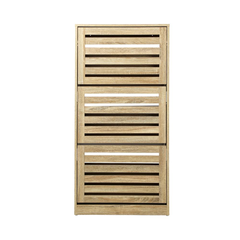 Oikiture Shoes Rack Shoe Storage Cabinet Organiser Shelf 3 Doors 45 Pairs Wooden-Shoe Storage Cabinet-PEROZ Accessories
