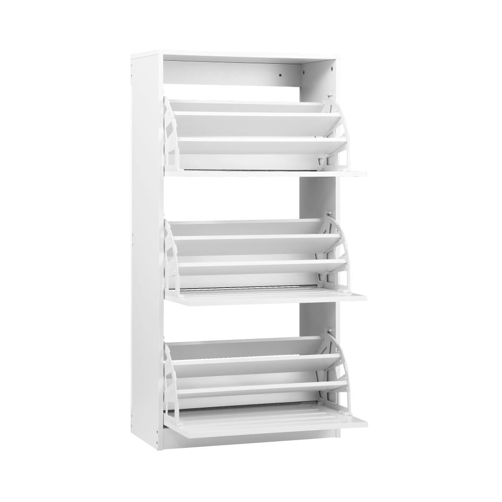 Oikiture Shoes Rack Shoe Storage Cabinet Organiser Shelf 3 Doors 45 Pairs White-Shoe Storage Cabinet-PEROZ Accessories