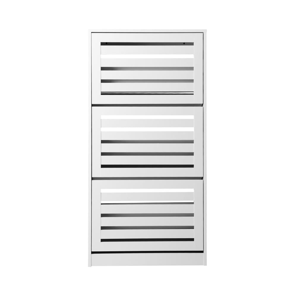 Oikiture Shoes Rack Shoe Storage Cabinet Organiser Shelf 3 Doors 45 Pairs White-Shoe Storage Cabinet-PEROZ Accessories