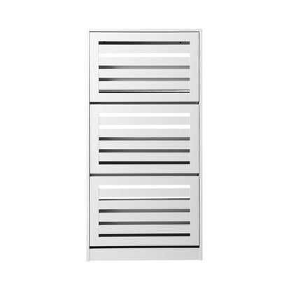 Oikiture Shoes Rack Shoe Storage Cabinet Organiser Shelf 3 Doors 45 Pairs White-Shoe Storage Cabinet-PEROZ Accessories