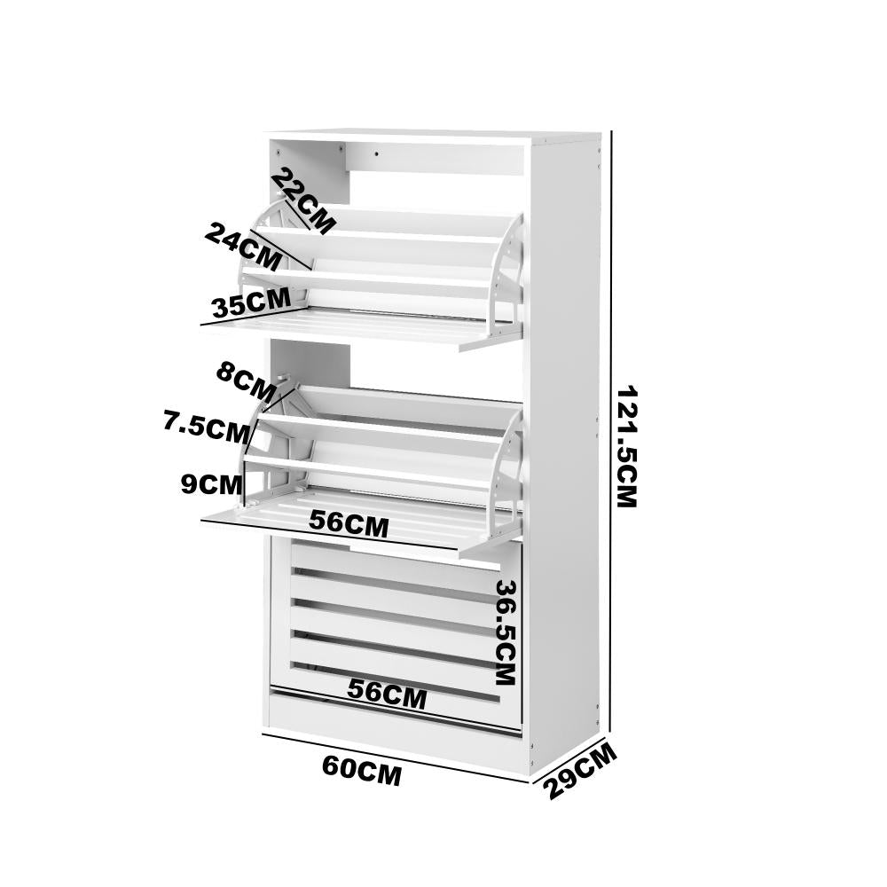 Oikiture Shoes Rack Shoe Storage Cabinet Organiser Shelf 3 Doors 45 Pairs White-Shoe Storage Cabinet-PEROZ Accessories
