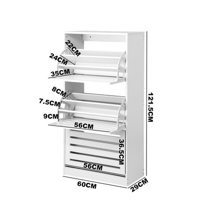 Oikiture Shoes Rack Shoe Storage Cabinet Organiser Shelf 3 Doors 45 Pairs White-Shoe Storage Cabinet-PEROZ Accessories